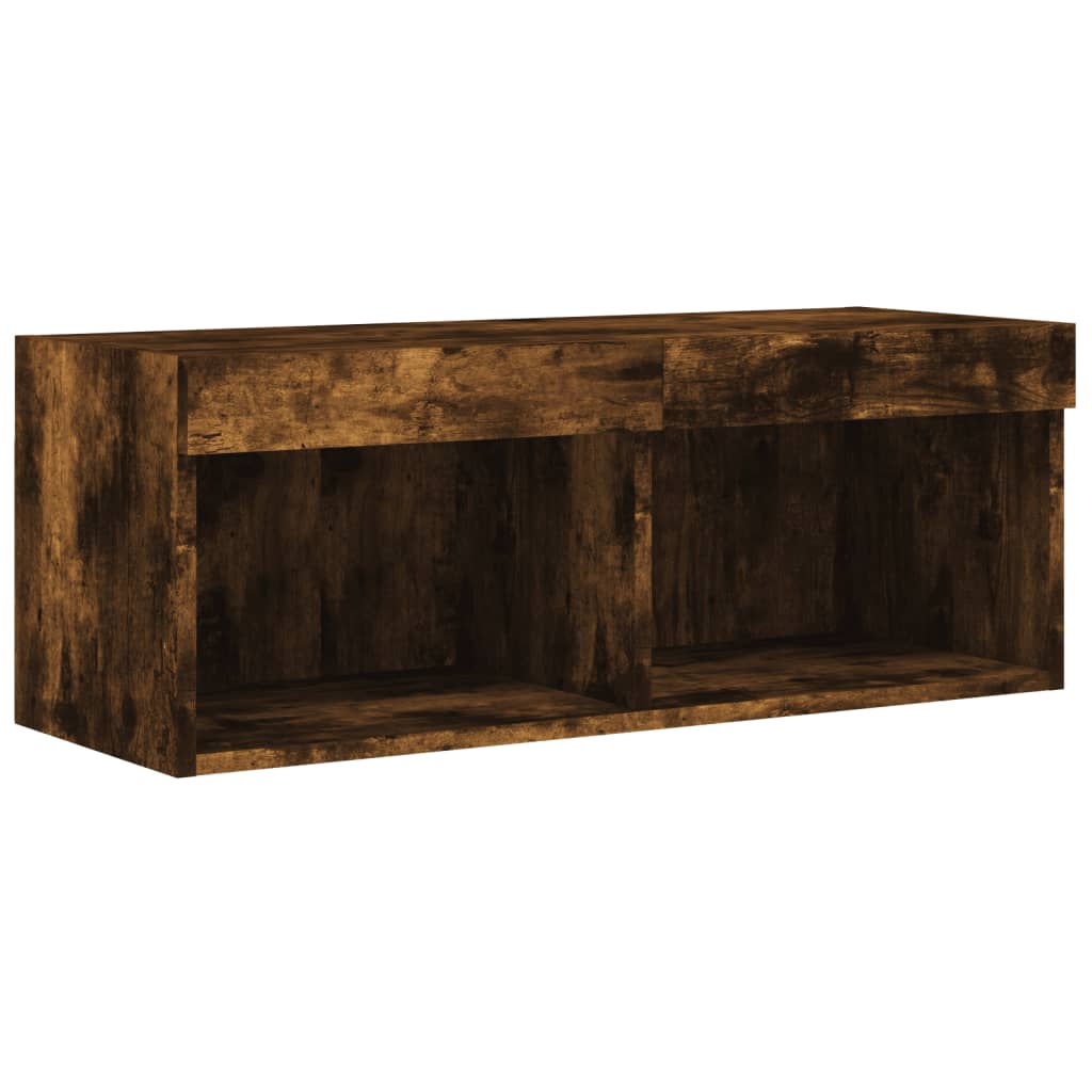 vidaXL Szafka TV z oświetleniem LED, przydymiony dąb, 80x30x30 cm