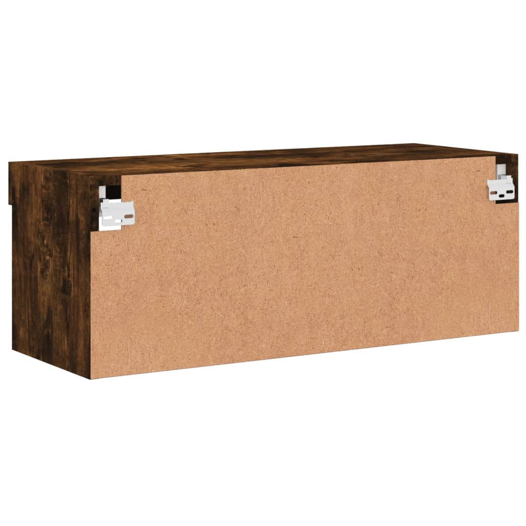 vidaXL Szafka TV z oświetleniem LED, przydymiony dąb, 80x30x30 cm