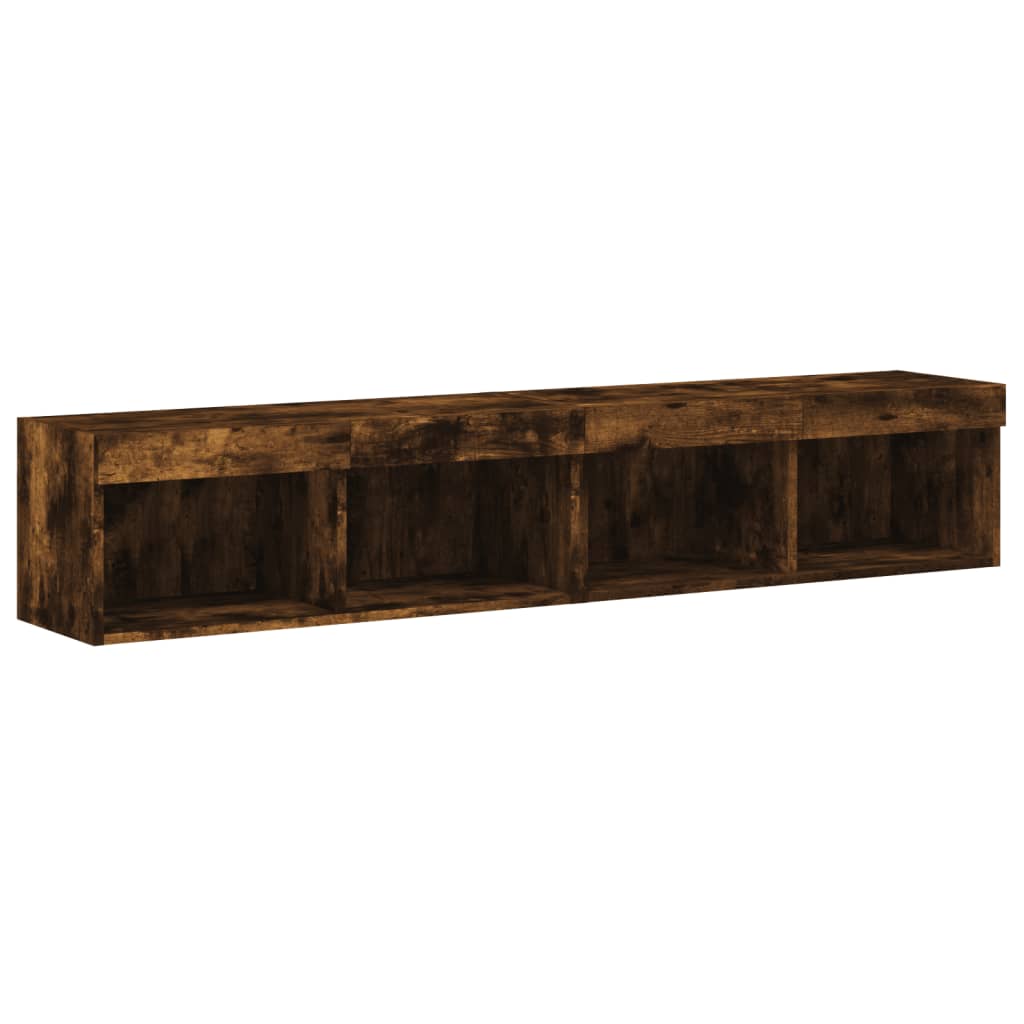 vidaXL Szafki TV, z LED, 2 szt., przydymiony dąb, 80x30x30 cm