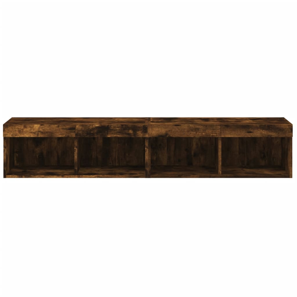 vidaXL Szafki TV, z LED, 2 szt., przydymiony dąb, 80x30x30 cm