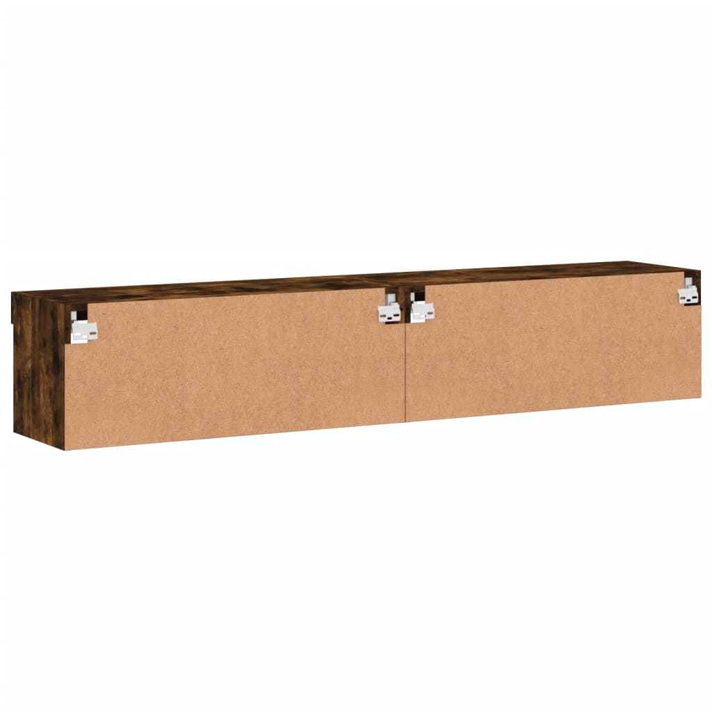 vidaXL Szafki TV, z LED, 2 szt., przydymiony dąb, 80x30x30 cm