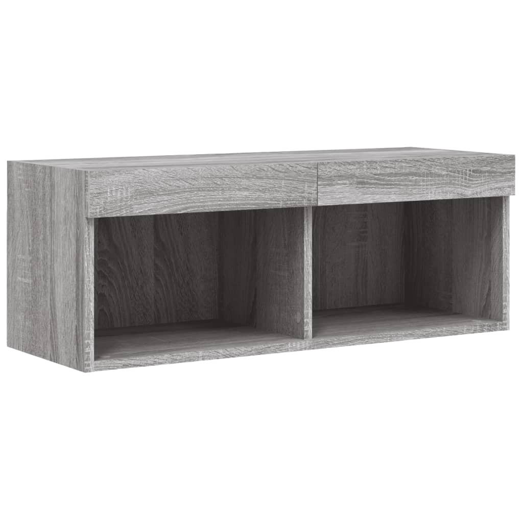 vidaXL Szafka TV z oświetleniem LED, szary dąb sonoma, 80x30x30 cm