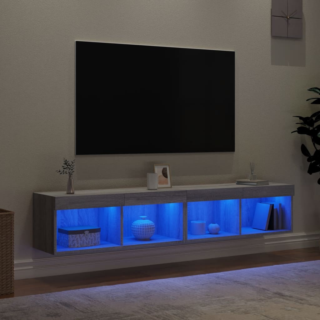 vidaXL Szafki TV z LED, 2 szt. szary dąb sonoma, 80x30x30 cm
