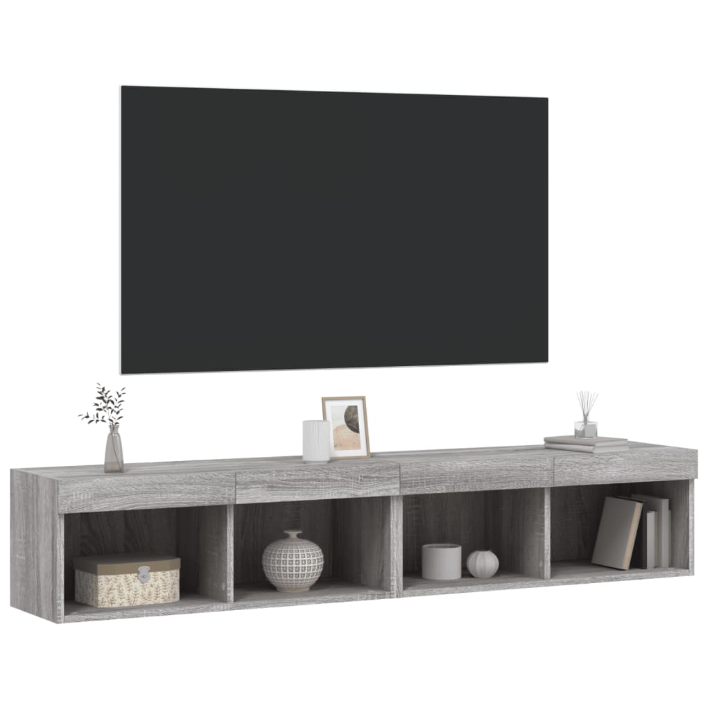 vidaXL Szafki TV z LED, 2 szt. szary dąb sonoma, 80x30x30 cm