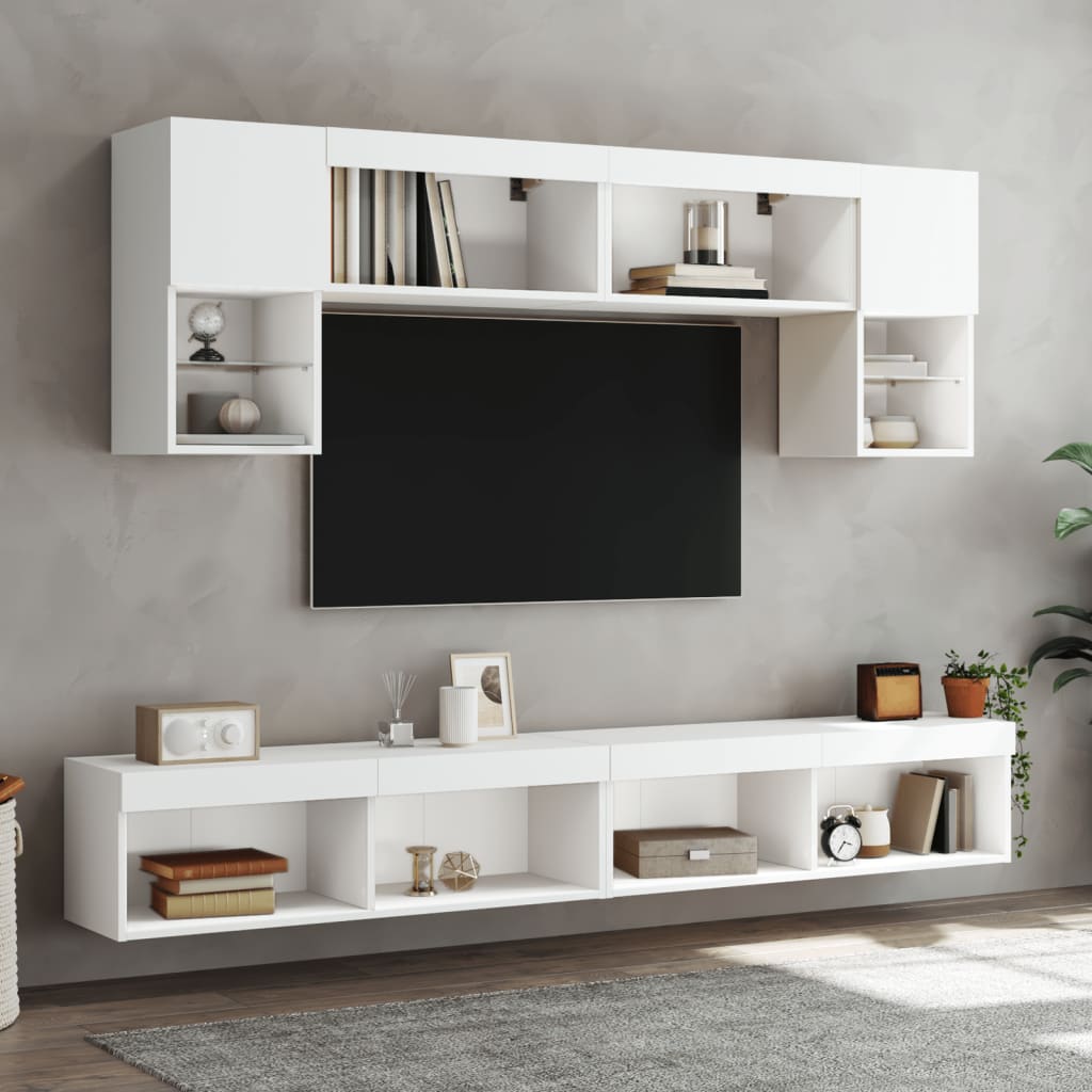 vidaXL Szafki TV, z LED, 2 szt., białe, 100x30x30 cm