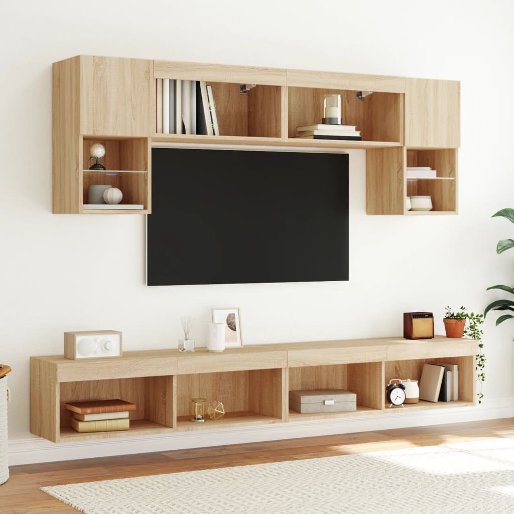 vidaXL Szafka pod TV z oświetleniem LED, dąb sonoma, 100x30x30 cm