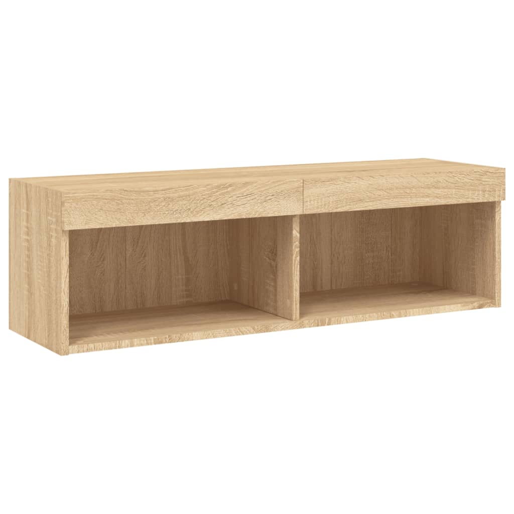 vidaXL Szafka pod TV z oświetleniem LED, dąb sonoma, 100x30x30 cm
