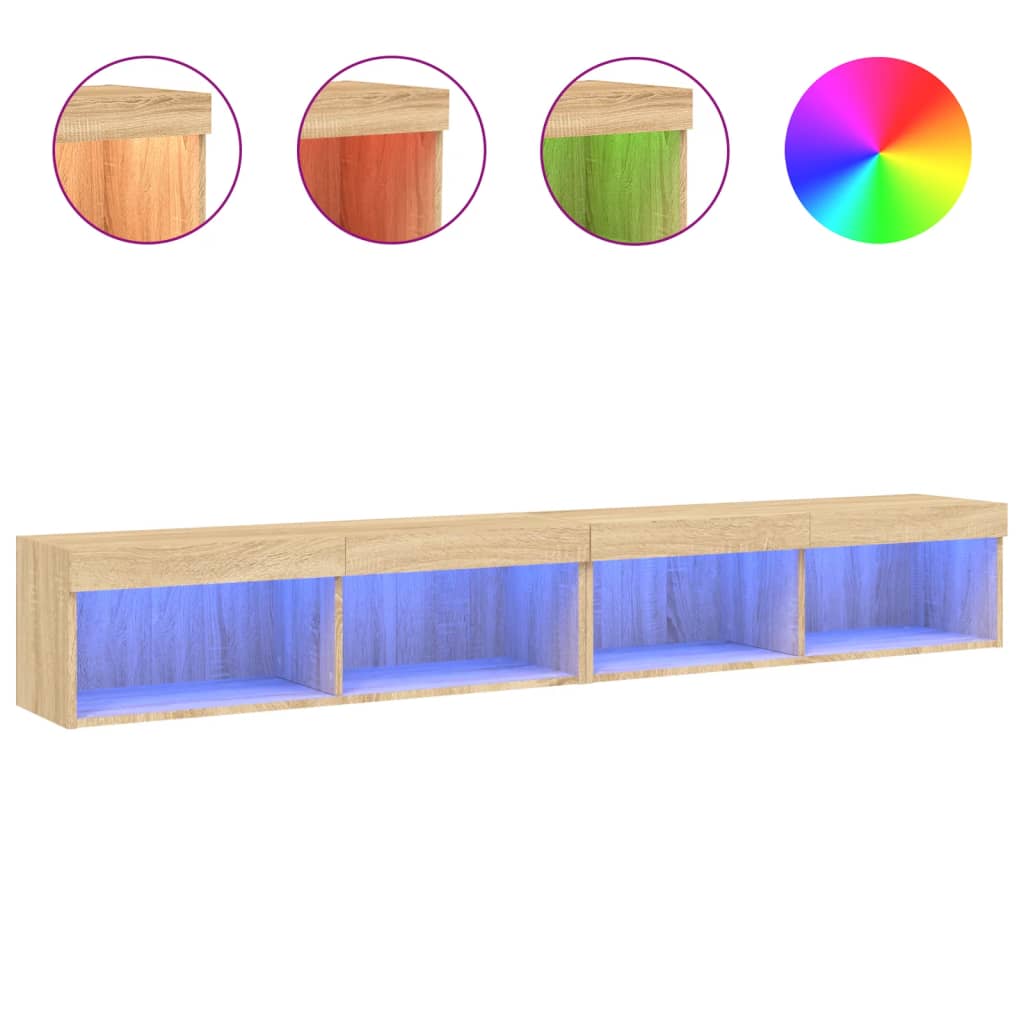vidaXL Szafki TV, z LED, 2 szt., kolor dąb sonoma, 100x30x30 cm