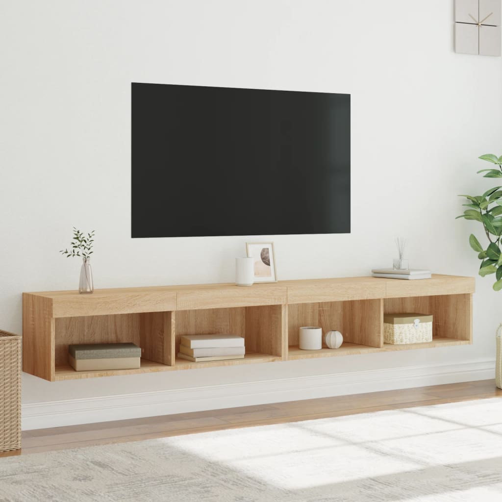 vidaXL Szafki TV, z LED, 2 szt., kolor dąb sonoma, 100x30x30 cm