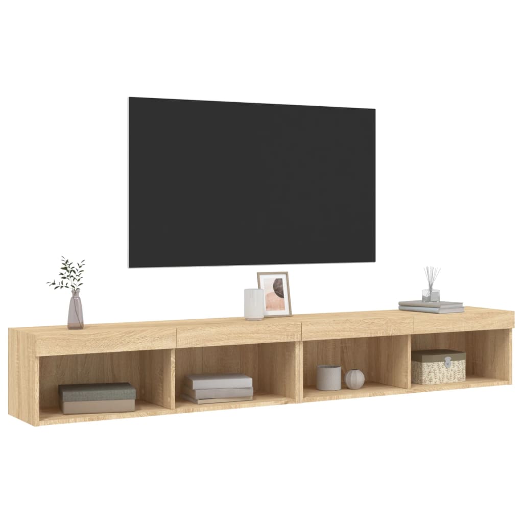 vidaXL Szafki TV, z LED, 2 szt., kolor dąb sonoma, 100x30x30 cm