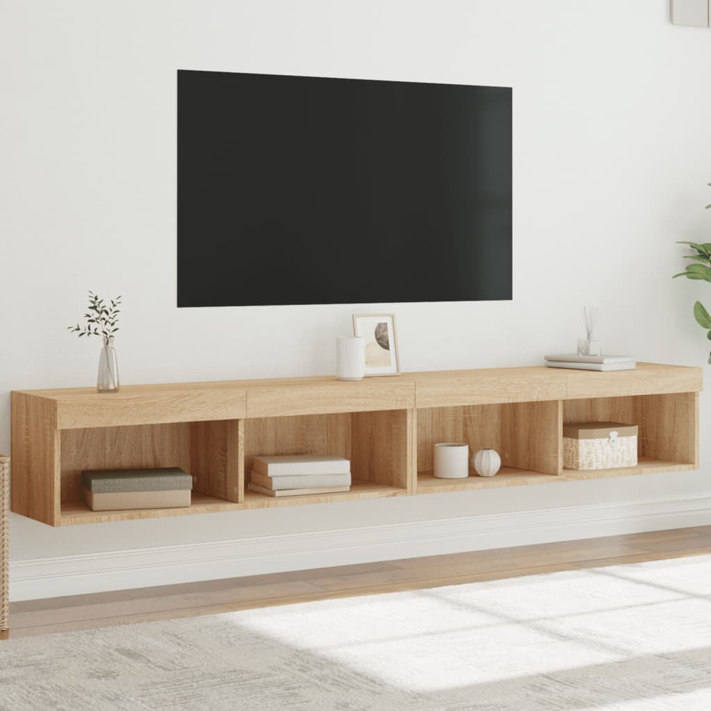 vidaXL Szafki TV, z LED, 2 szt., kolor dąb sonoma, 100x30x30 cm