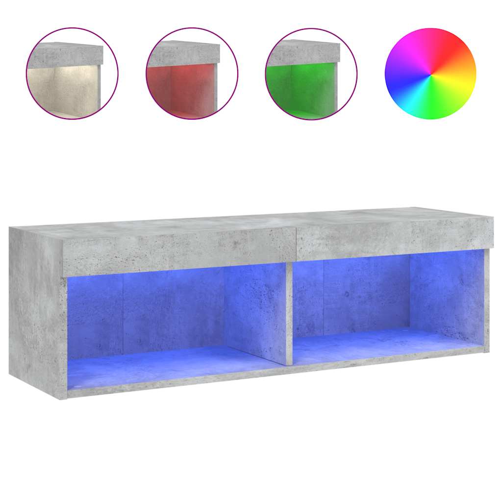 vidaXL Szafka TV z oświetleniem LED, szarość betonu, 100x30x30 cm