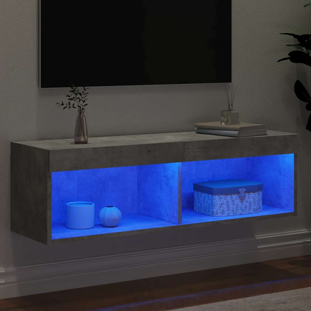 vidaXL Szafka TV z oświetleniem LED, szarość betonu, 100x30x30 cm
