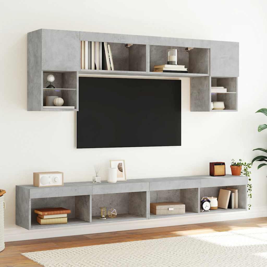 vidaXL Szafka TV z oświetleniem LED, szarość betonu, 100x30x30 cm