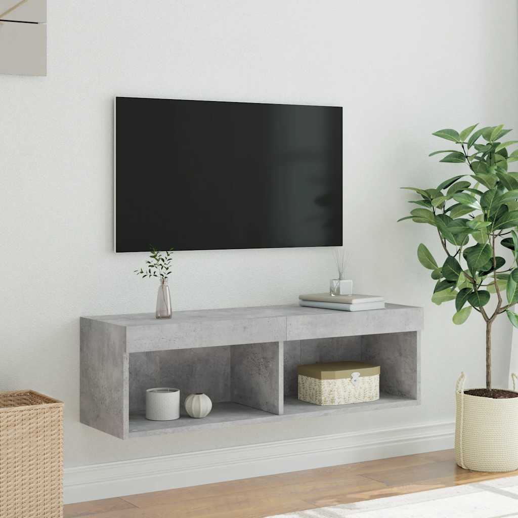 vidaXL Szafka TV z oświetleniem LED, szarość betonu, 100x30x30 cm
