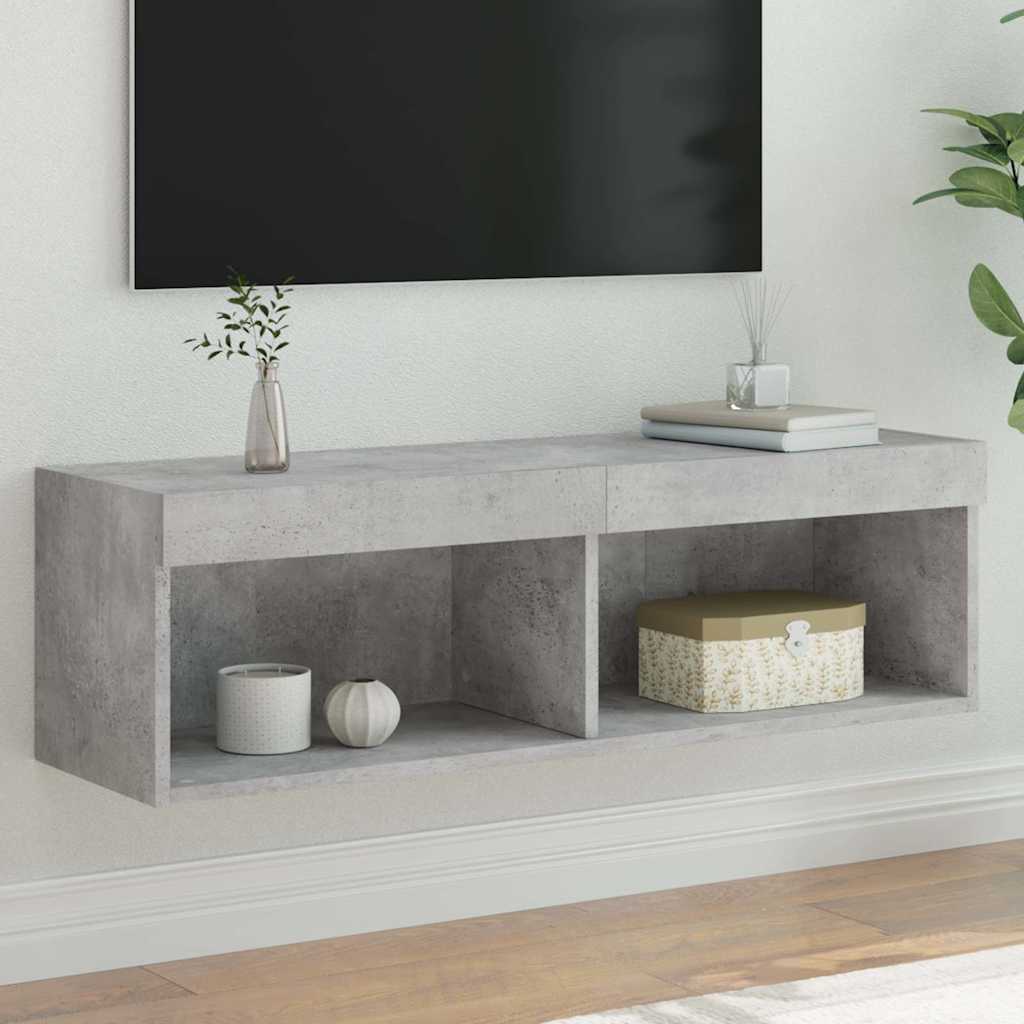 vidaXL Szafka TV z oświetleniem LED, szarość betonu, 100x30x30 cm