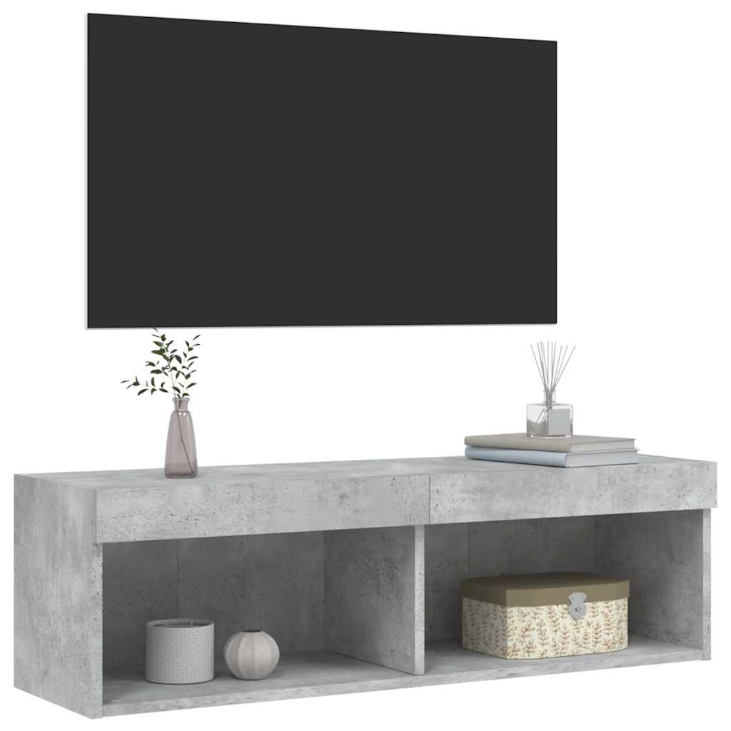 vidaXL Szafka TV z oświetleniem LED, szarość betonu, 100x30x30 cm