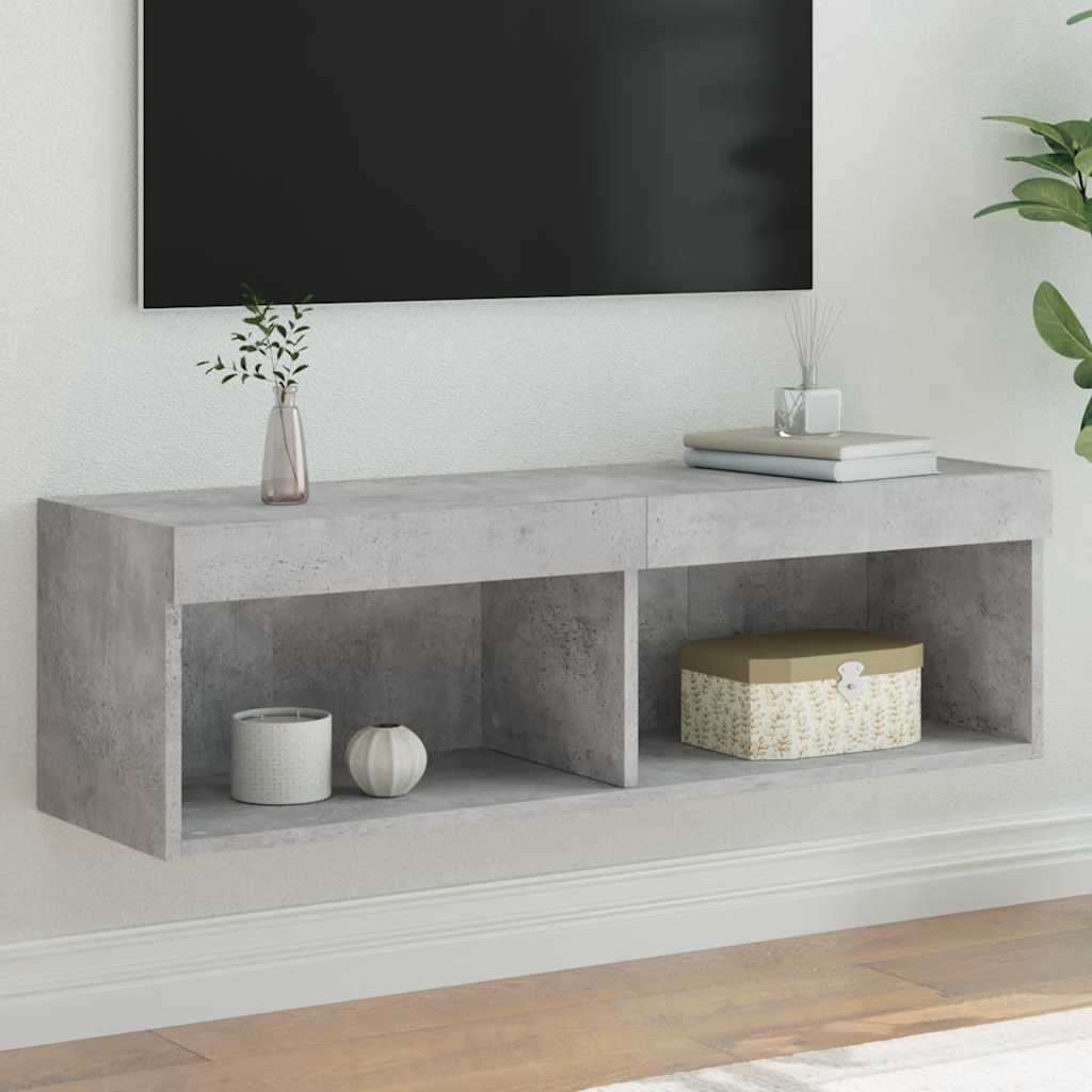 vidaXL Szafka TV z oświetleniem LED, szarość betonu, 100x30x30 cm