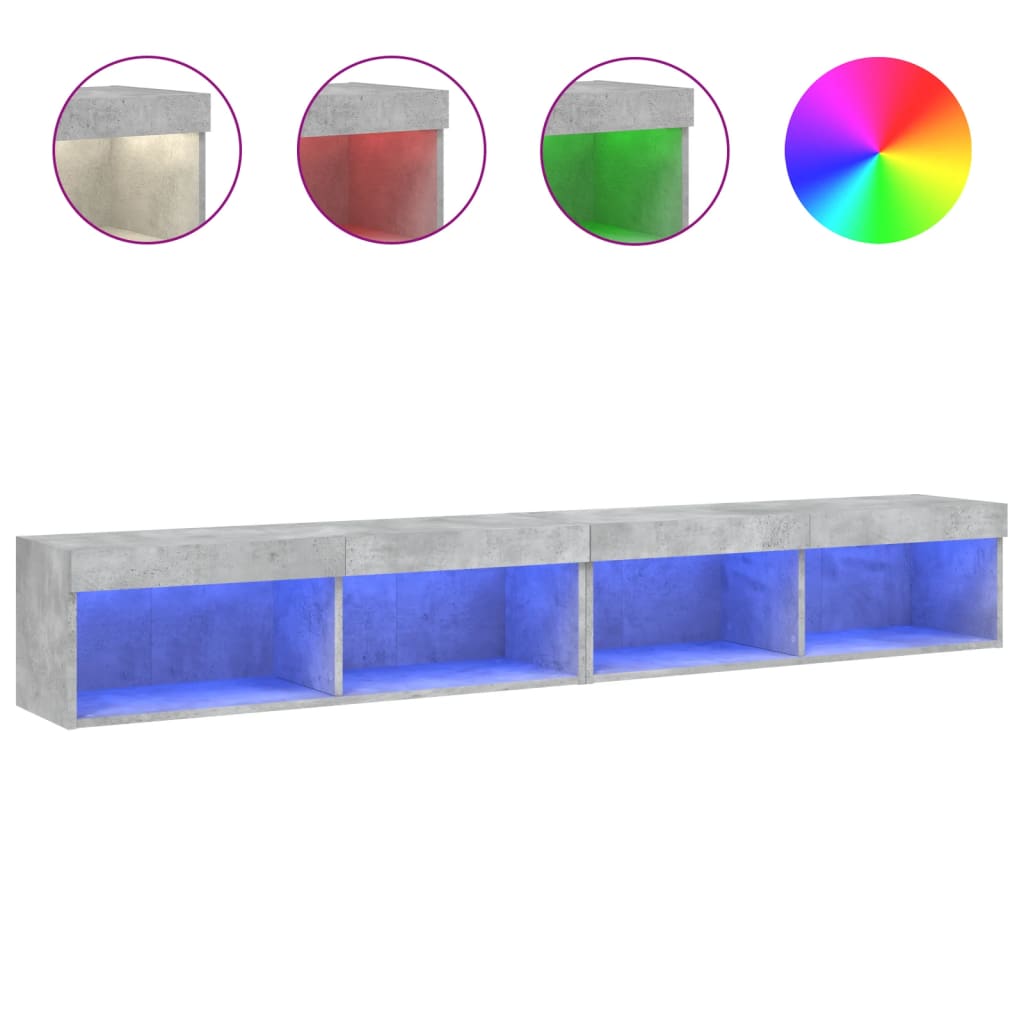 vidaXL Szafki TV, z LED, 2 szt., szarość betonu, 100x30x30 cm