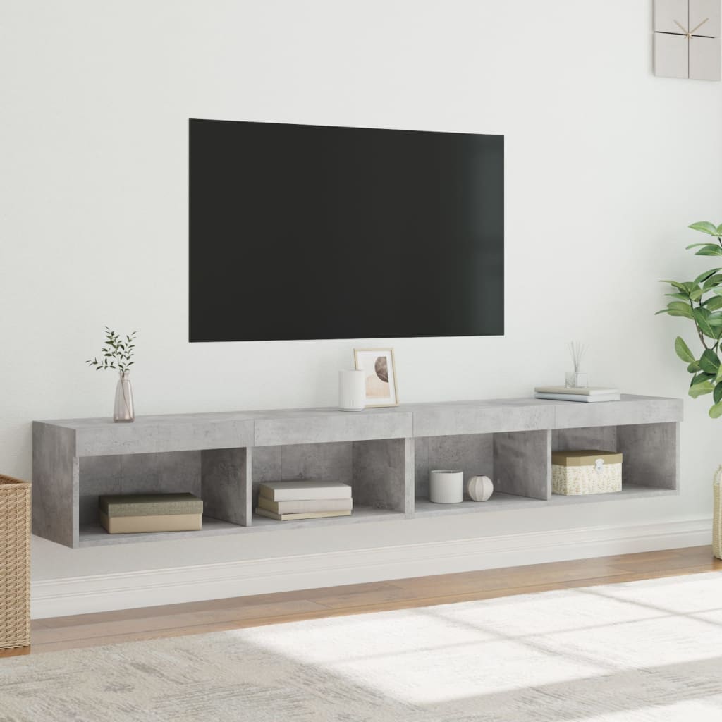 vidaXL Szafki TV, z LED, 2 szt., szarość betonu, 100x30x30 cm