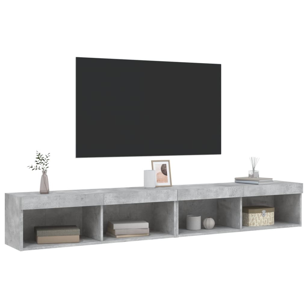 vidaXL Szafki TV, z LED, 2 szt., szarość betonu, 100x30x30 cm