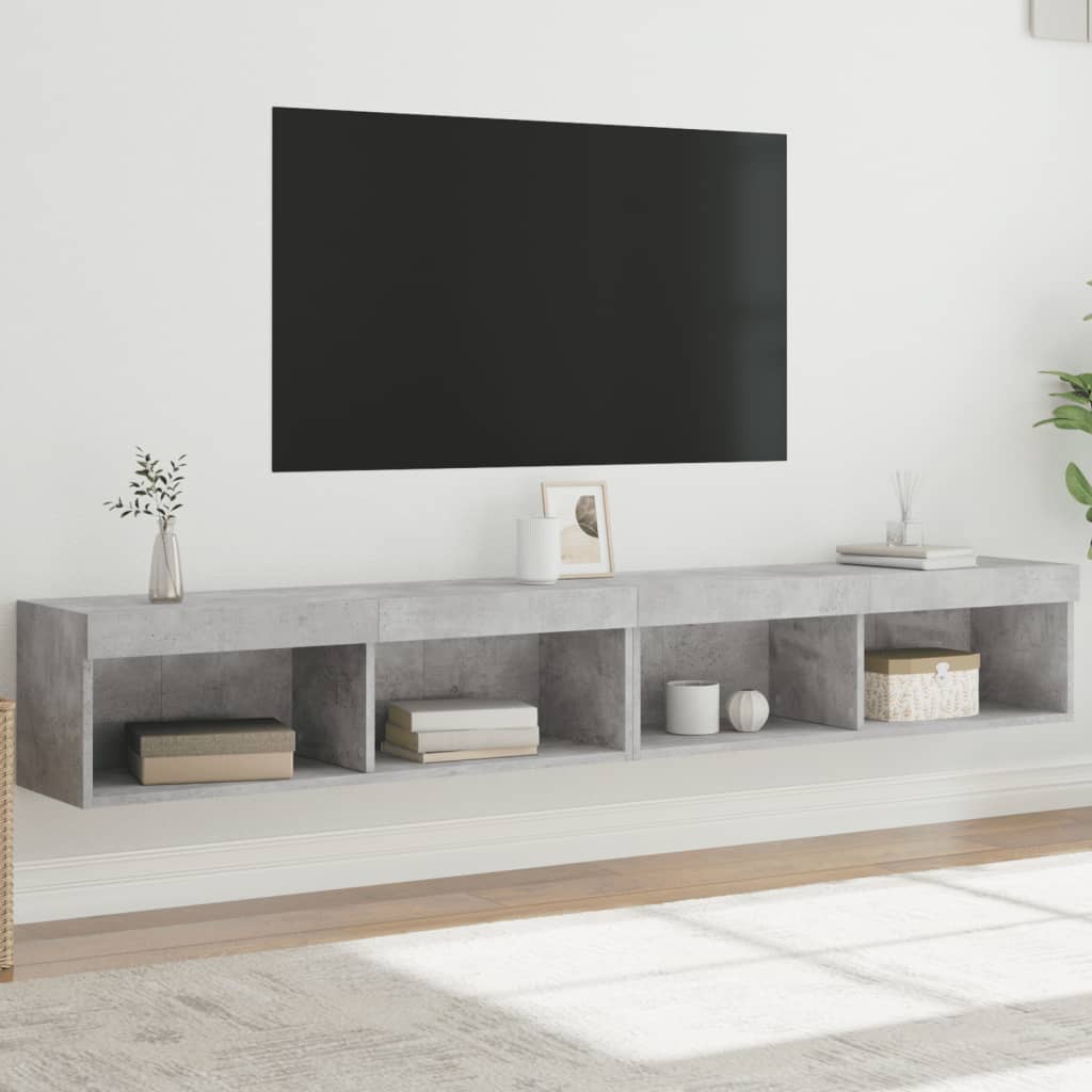 vidaXL Szafki TV, z LED, 2 szt., szarość betonu, 100x30x30 cm