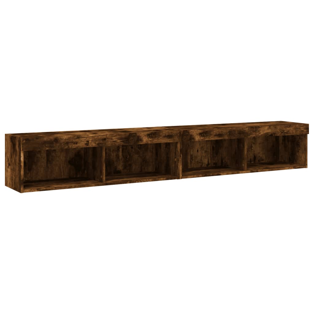 vidaXL Szafki TV, z LED, 2 szt., przydymiony dąb, 100x30x30 cm
