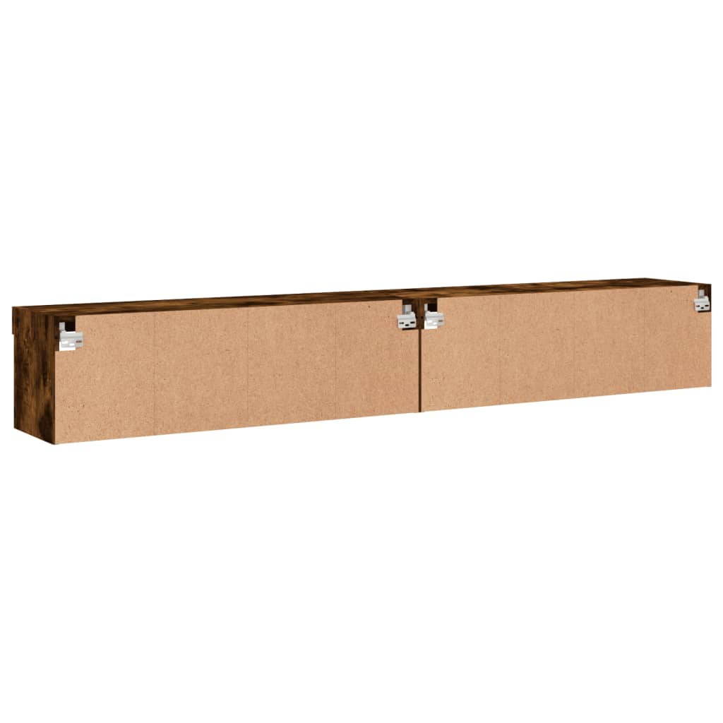 vidaXL Szafki TV, z LED, 2 szt., przydymiony dąb, 100x30x30 cm