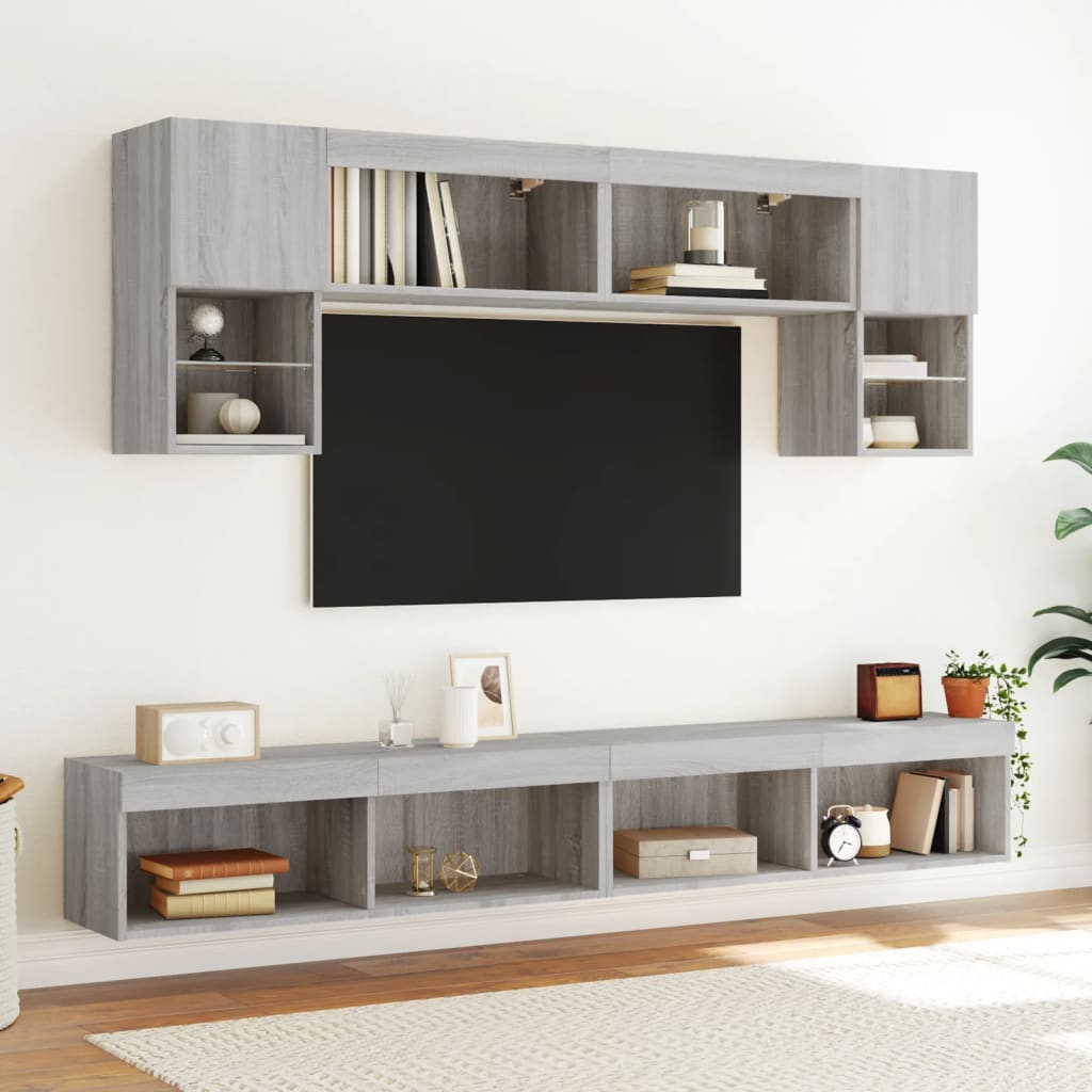 vidaXL Szafka TV z oświetleniem LED, szary dąb sonoma, 100x30x30 cm