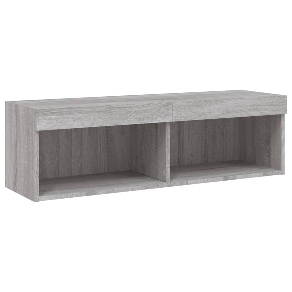 vidaXL Szafka TV z oświetleniem LED, szary dąb sonoma, 100x30x30 cm
