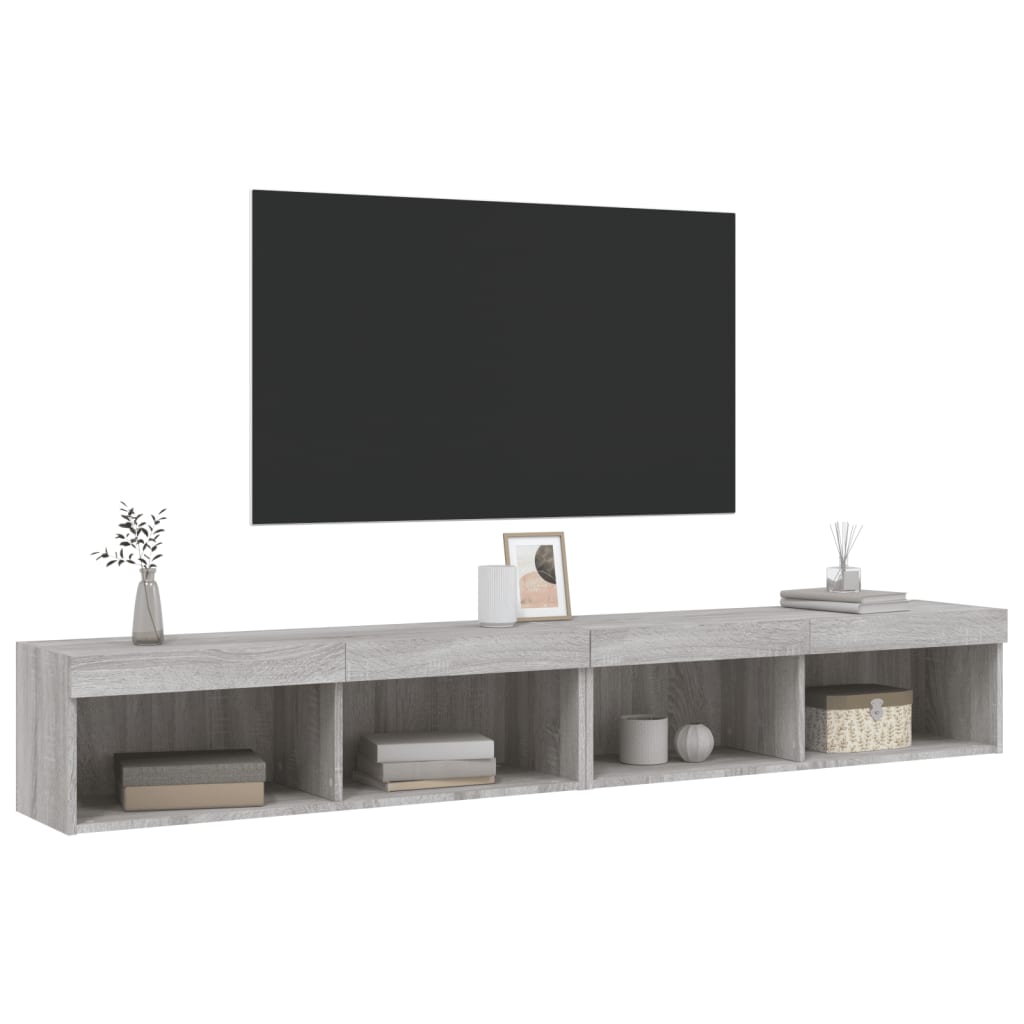vidaXL Szafki TV z LED, 2 szt., szary dąb sonoma, 100x30x30 cm