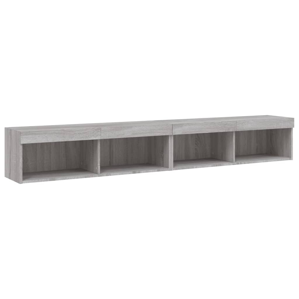 vidaXL Szafki TV z LED, 2 szt., szary dąb sonoma, 100x30x30 cm