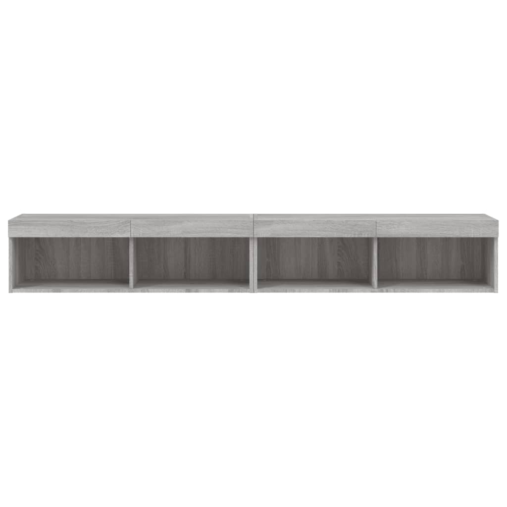 vidaXL Szafki TV z LED, 2 szt., szary dąb sonoma, 100x30x30 cm