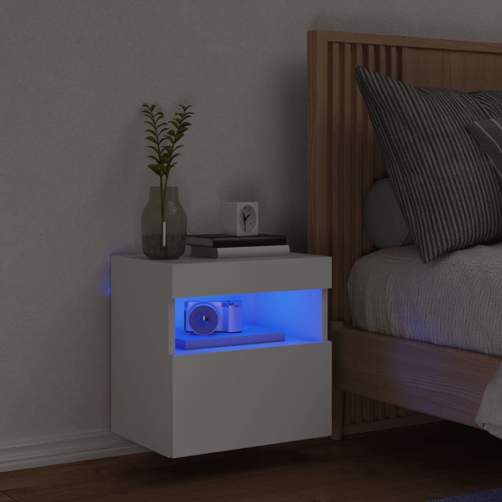 vidaXL Ścienna szafka TV z LED, biała, 40x30x40 cm