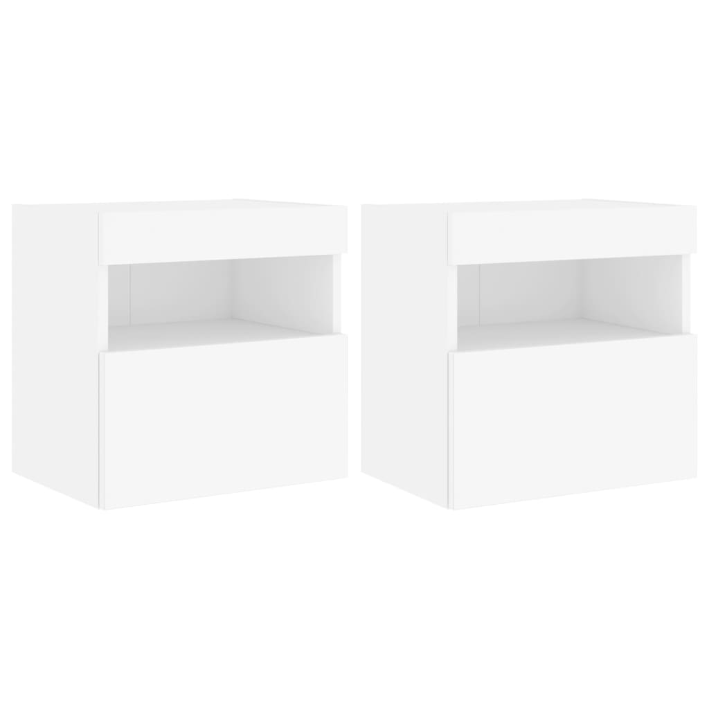 vidaXL Ścienne szafki TV z LED, 2 szt., białe, 40x30x40 cm