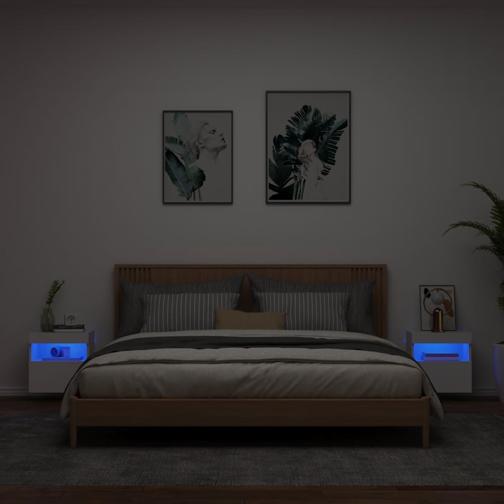 vidaXL Ścienne szafki TV z LED, 2 szt., białe, 40x30x40 cm
