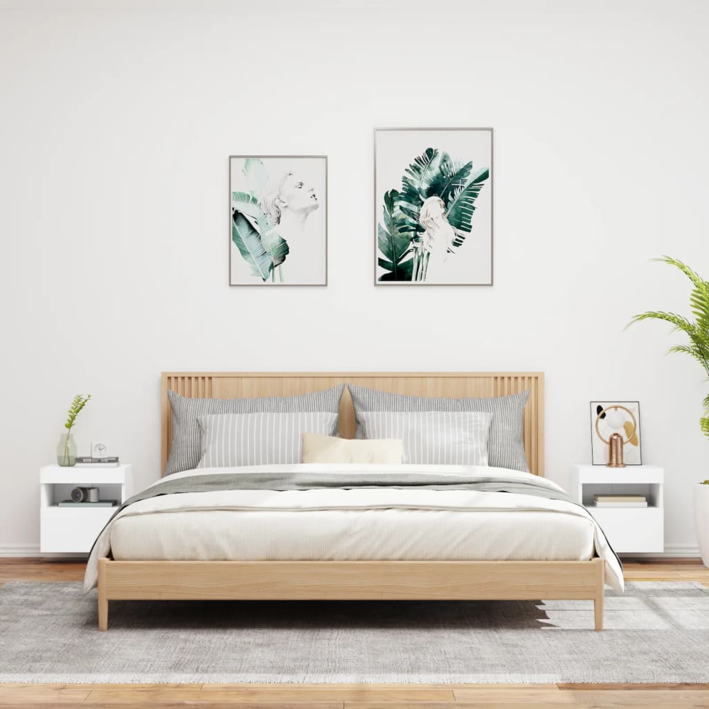 vidaXL Ścienne szafki TV z LED, 2 szt., białe, 40x30x40 cm