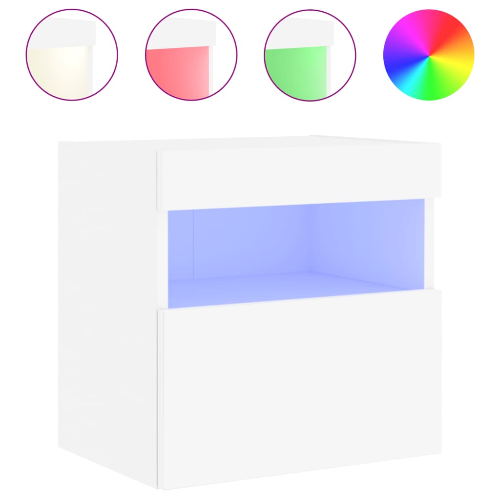 vidaXL Ścienne szafki TV z LED, 2 szt., białe, 40x30x40 cm