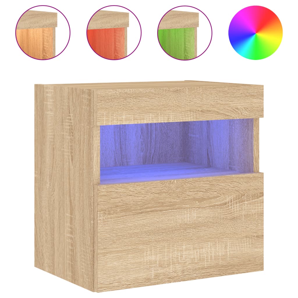 vidaXL Ścienna szafka TV z LED, dąb sonoma, 40x30x40 cm
