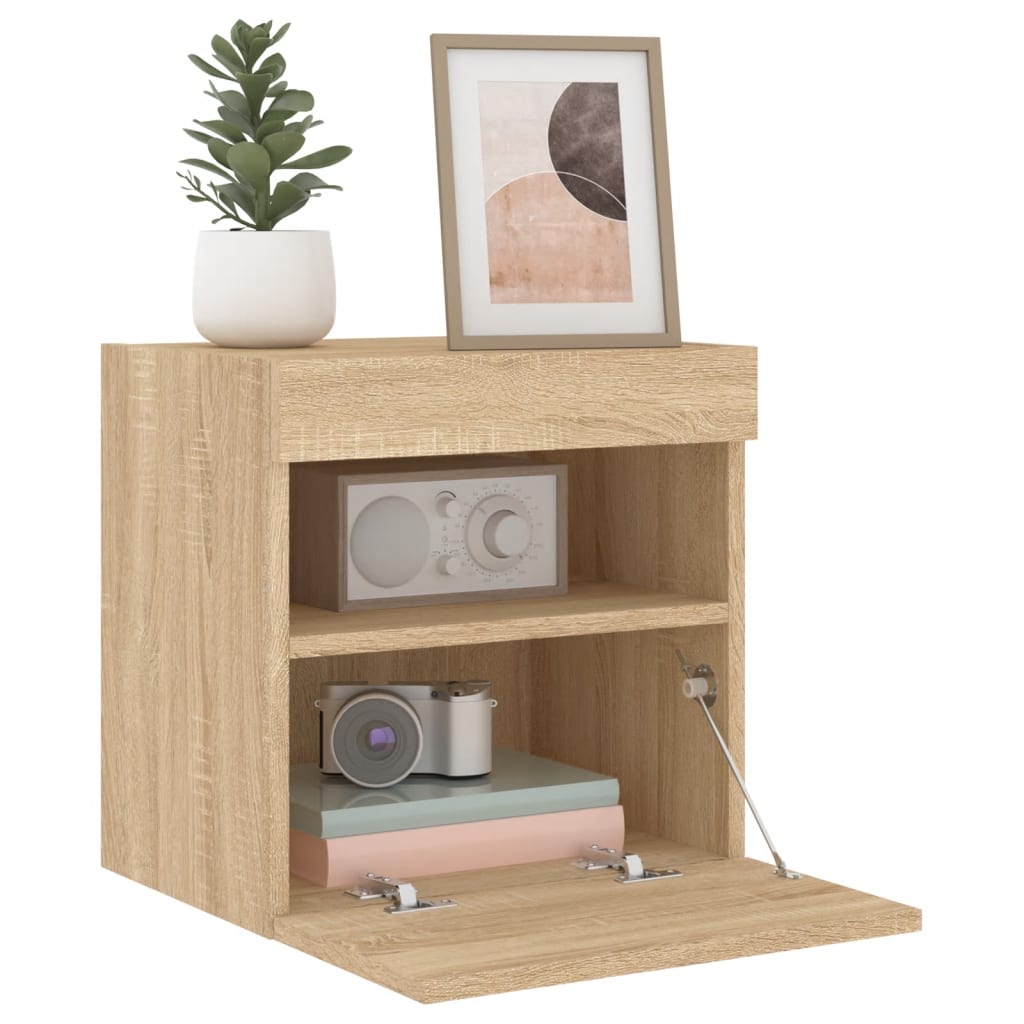vidaXL Ścienne szafki TV z LED, 2 szt., dąb sonoma, 40x30x40 cm