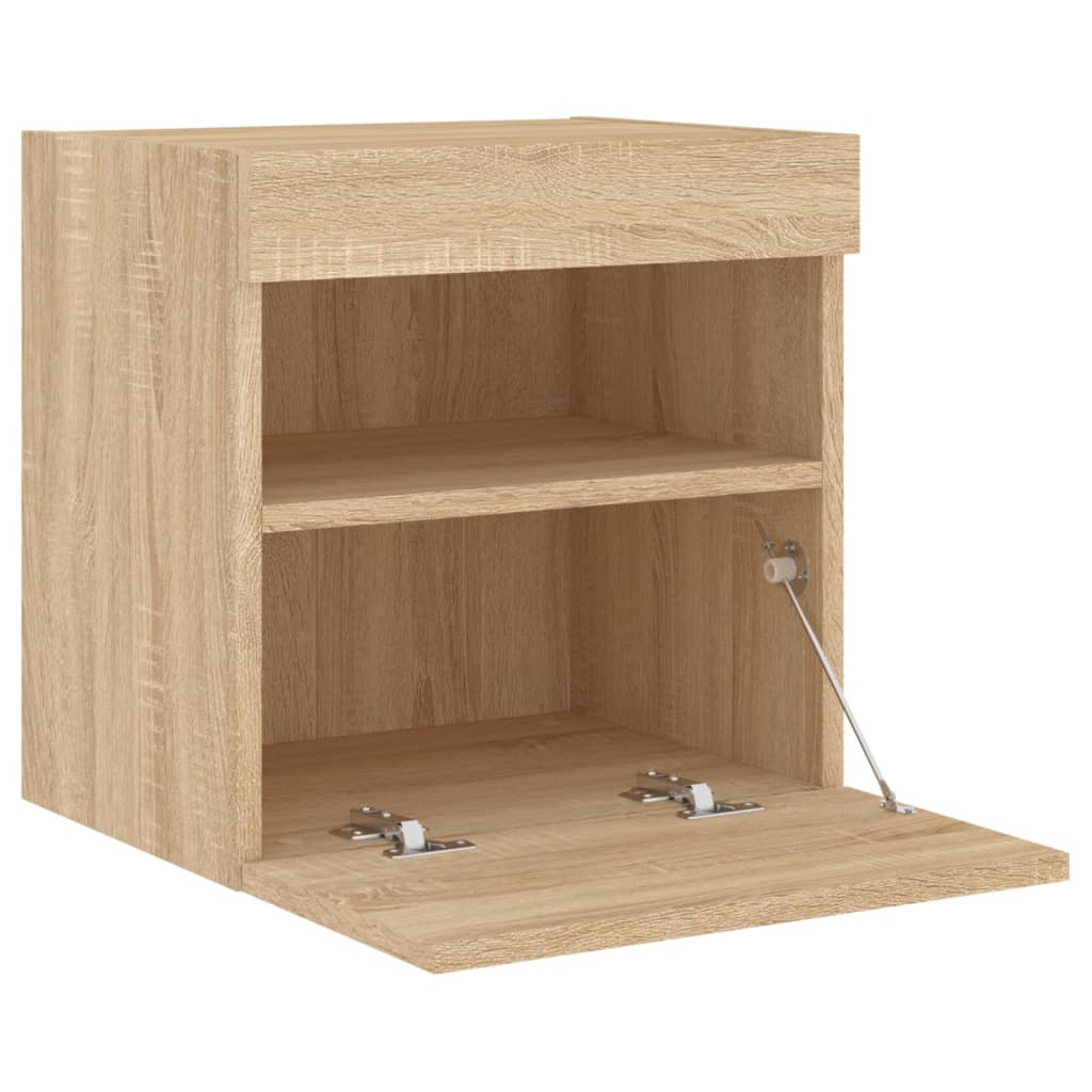 vidaXL Ścienne szafki TV z LED, 2 szt., dąb sonoma, 40x30x40 cm