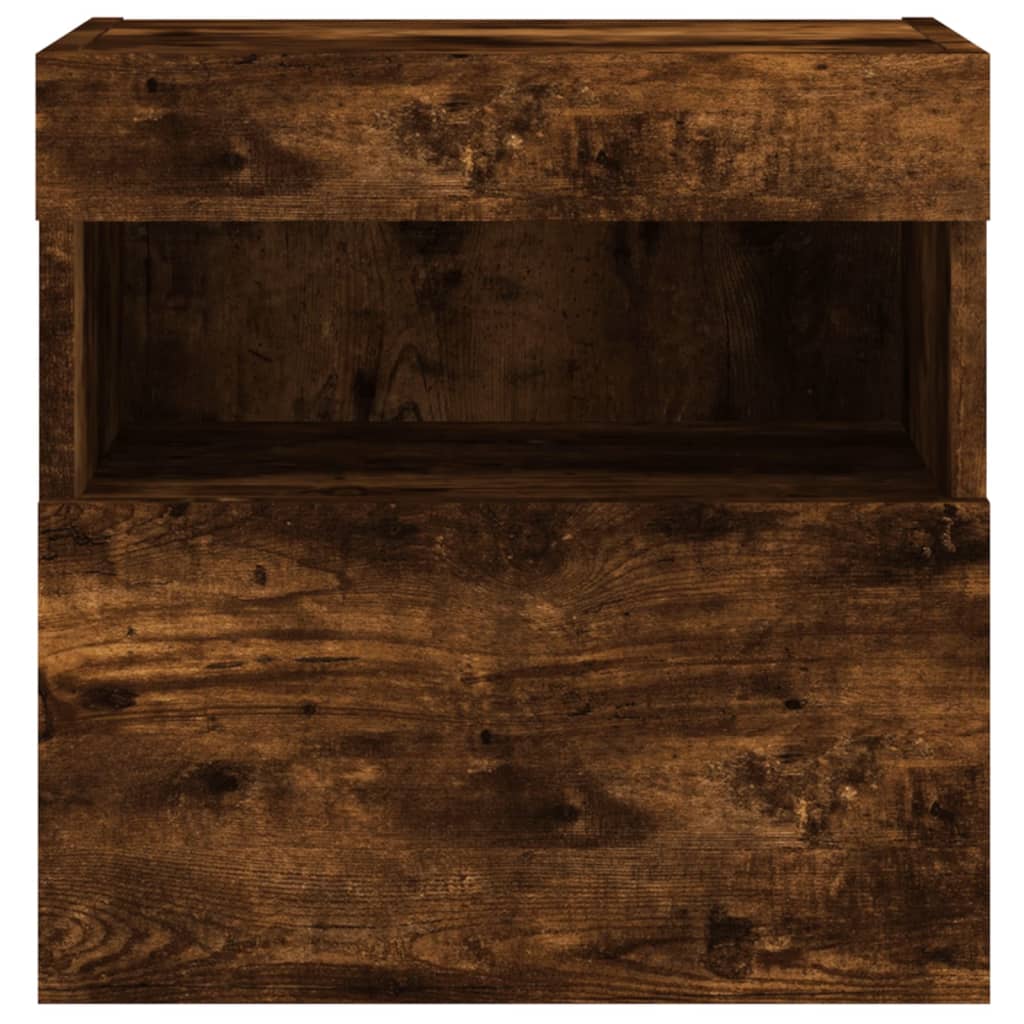 vidaXL Ścienna szafka TV z LED, przydymiony dąb, 40x30x40 cm