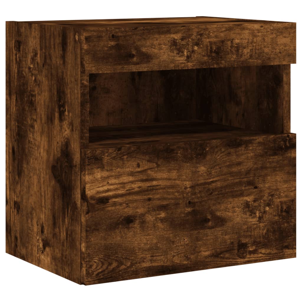 vidaXL Ścienne szafki TV z LED, 2 szt., przydymiony dąb, 40x30x40 cm