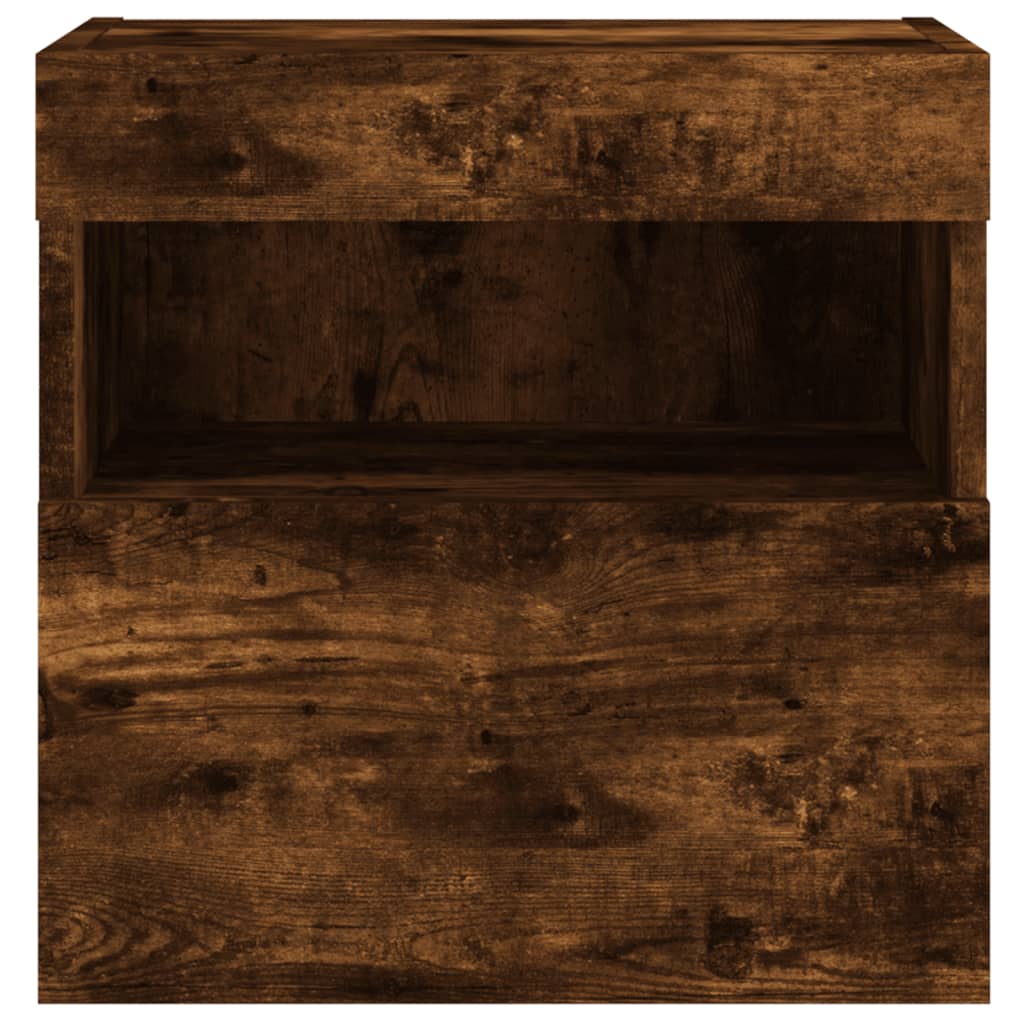 vidaXL Ścienne szafki TV z LED, 2 szt., przydymiony dąb, 40x30x40 cm