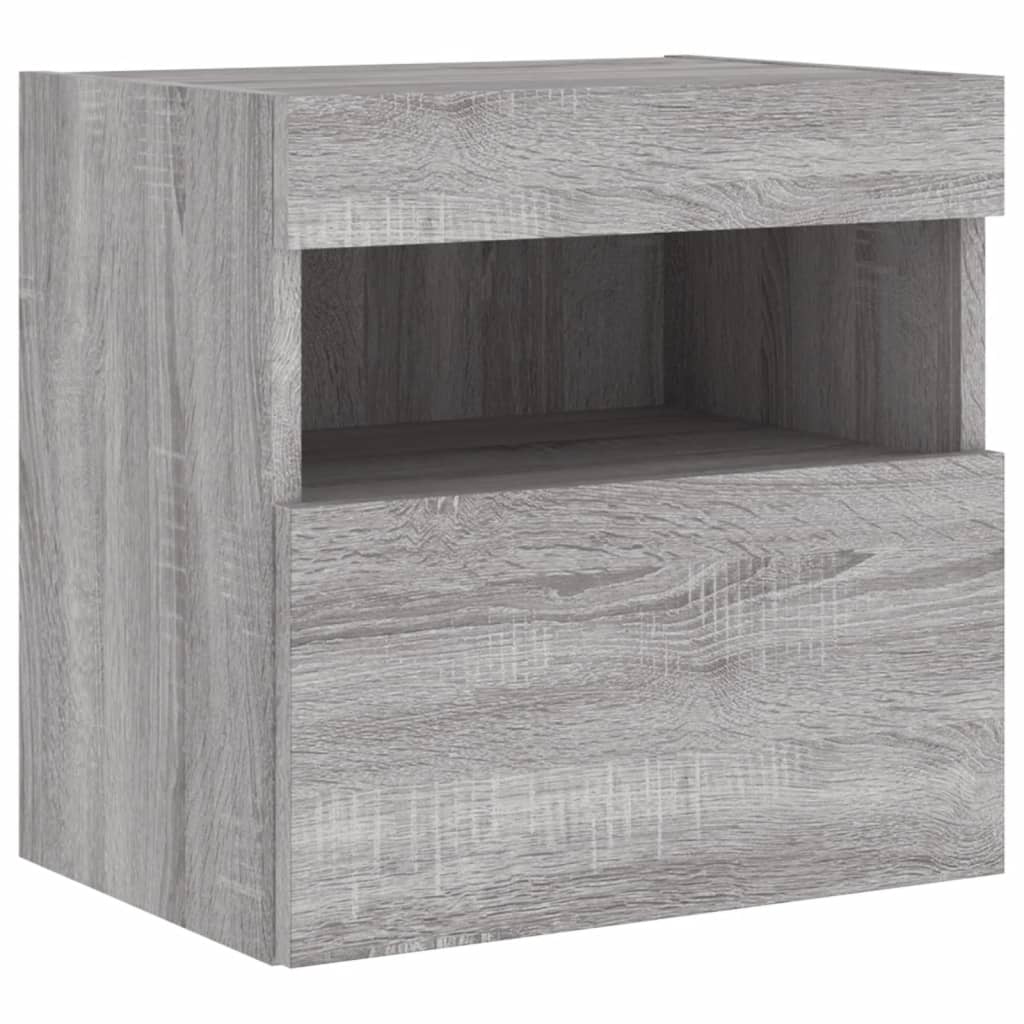vidaXL Ścienna szafka TV z LED, szary dąb sonoma, 40x30x40 cm