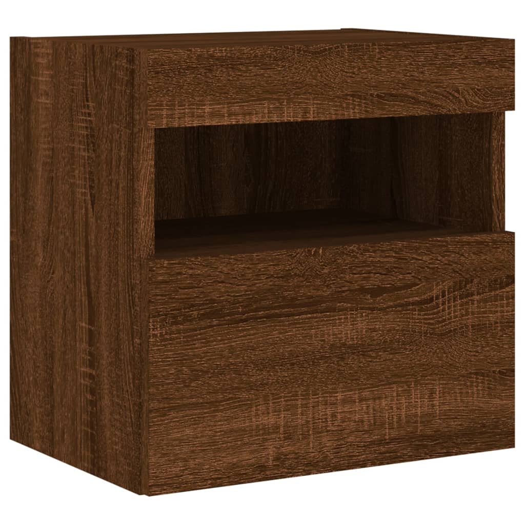 vidaXL Ścienna szafka TV z LED, brązowy dąb, 40x30x40 cm