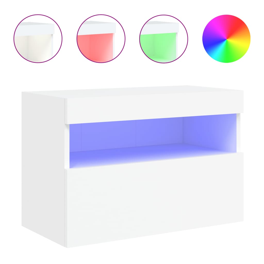 vidaXL Ścienna szafka TV z LED, biała, 60x30x40 cm