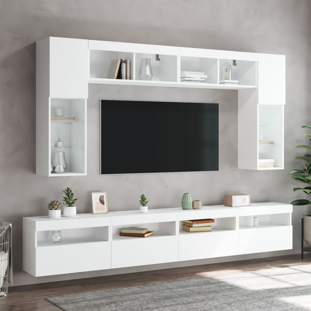 vidaXL Ścienna szafka TV z LED, biała, 60x30x40 cm