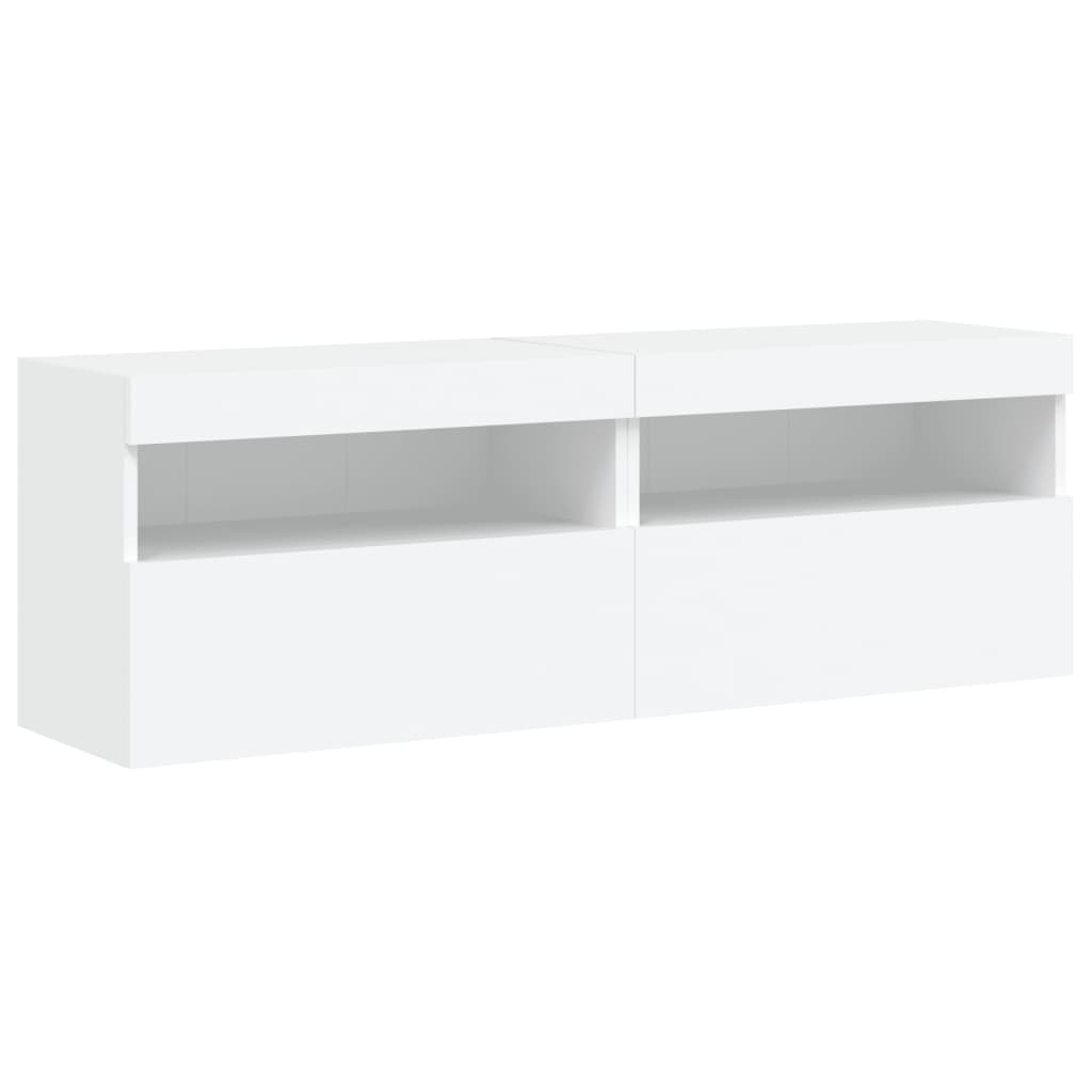 vidaXL Ścienne szafki TV z LED, 2 szt., białe, 60x30x40 cm