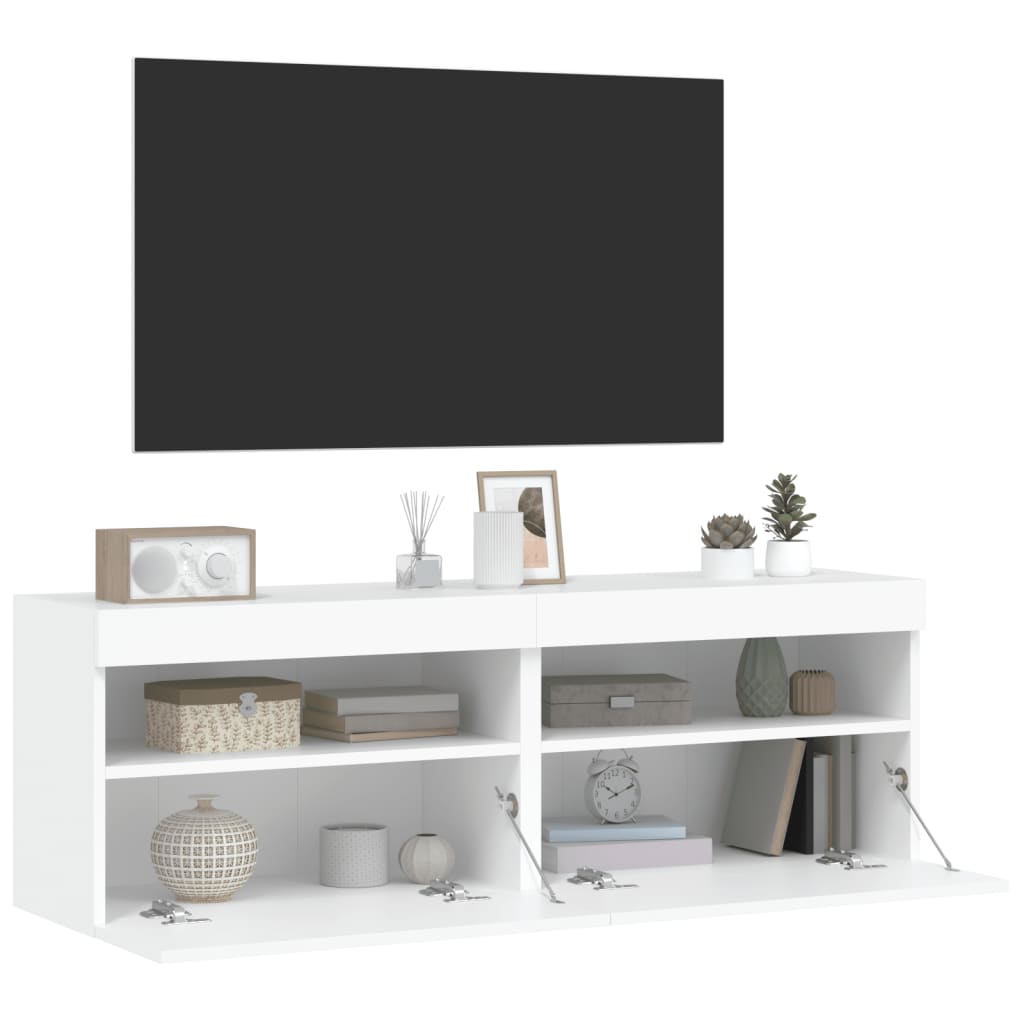 vidaXL Ścienne szafki TV z LED, 2 szt., białe, 60x30x40 cm